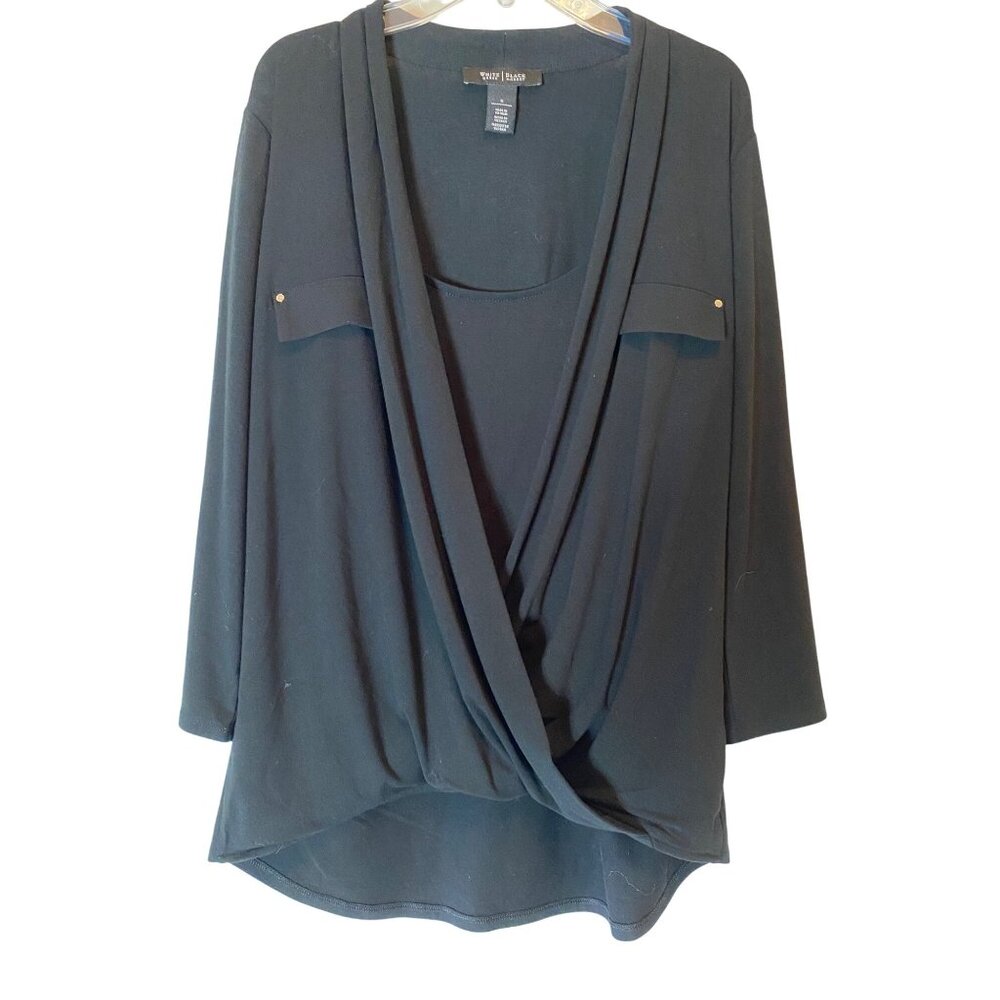 White House Black Market Womens Drape Front Top Black Small